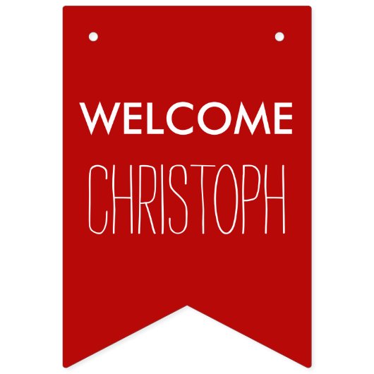 単に色とテキスト:ようこそ"名前" バンティングフラッグ (第1の旗)