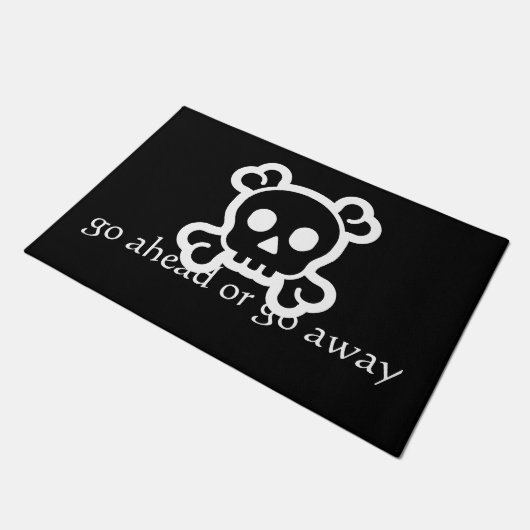 単に記号-スカル及び骨 + あなたのアイディア ドアマット (アングル)