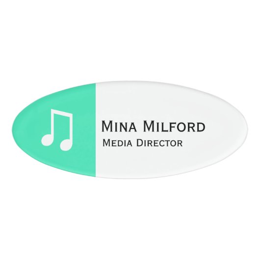 単に記号-音楽ノート + あなたの文字及びアイディア 名札 (正面)