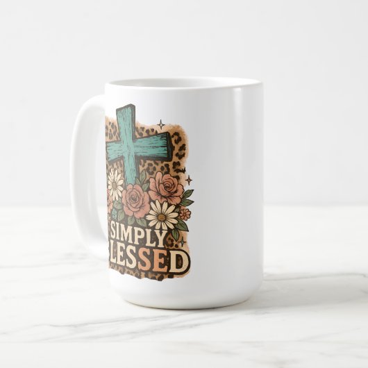 単に賛美クリスチャンクロス秋の花 コーヒーマグカップ (正面左)