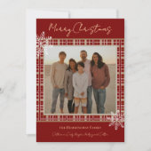 単に赤いエレガント格子状の雪片コージークリスマス シーズンカード (正面)