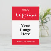 単に赤い家族の写真メリークリスマス シーズンカード (スタンド正面)