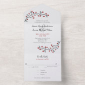 単に赤エレガントい冬の果実 オールインワン招待状 (内側)