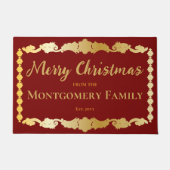 単に雪エレガントの結晶メリークリスマス名 ドアマット (正面)