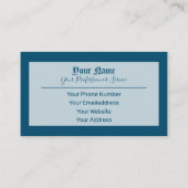 単に青エレガント色の古代の文字 名刺 (裏面)