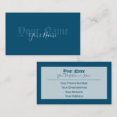 単に青エレガント色の古代の文字 名刺 (正面/裏面)