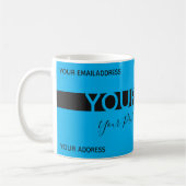 単に青エレガント色の黒ストライプ色の名刺 コーヒーマグカップ (左)