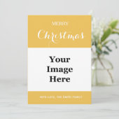 単に黄色の家族写真メリー・クリスマス シーズンカード (スタンド正面)