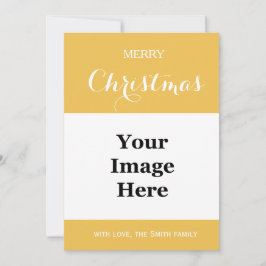 単に黄色の家族写真メリー・クリスマス シーズンカード