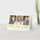 単に黄色はっきりしたの3写真卒業 サンキューカード (正面)