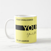単に黄色エレガントの黒ストライプ色の名刺 コーヒーマグカップ (左)