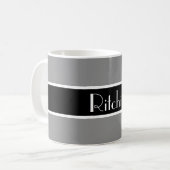 単に黒いストライプ+バックグラー。&名前 コーヒーマグカップ (正面左)
