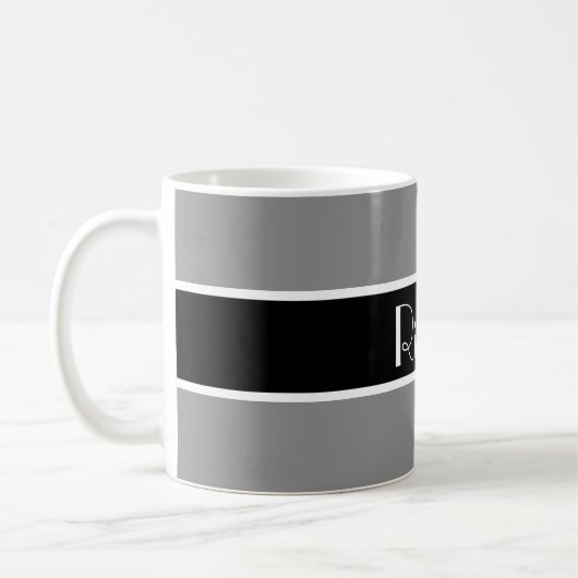 単に黒いストライプ+バックグラー。&名前 コーヒーマグカップ (左)