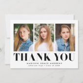 単に黒はっきりしたい3写真卒業 サンキューカード (正面)