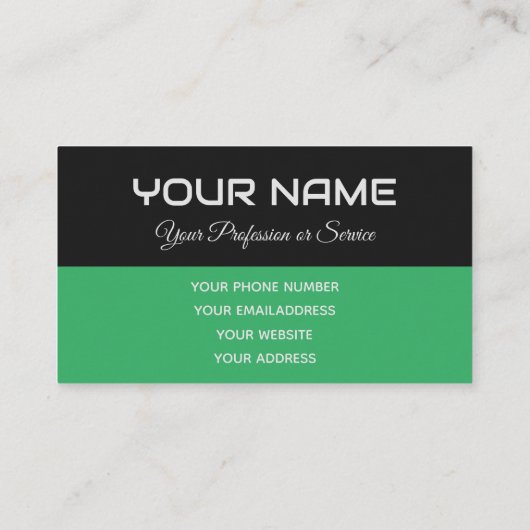 単に黒エレガントと緑の反射の名前 名刺 (裏面)