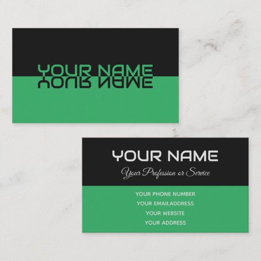 単に黒エレガントと緑の反射の名前 名刺 (正面/裏面)