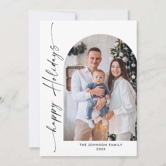 単に4エレガント写真のスタイリッシュクリスマスグリーティング シーズンカード (正面)