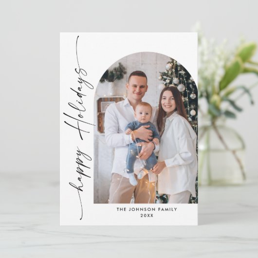 単に4エレガント写真のスタイリッシュクリスマスグリーティング シーズンカード (スタンド正面)