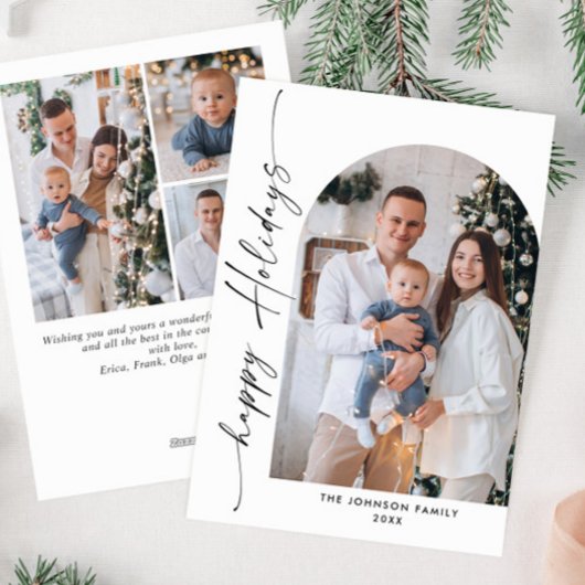 単に4エレガント写真のスタイリッシュクリスマスグリーティング シーズンカード