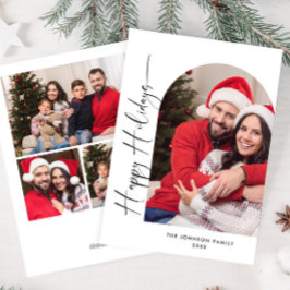 単に4エレガント写真のスタイリッシュクリスマスグリーティング シーズンカード