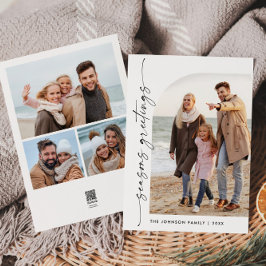 単に4エレガント写真のスタイリッシュクリスマスグリーティング シーズンカード