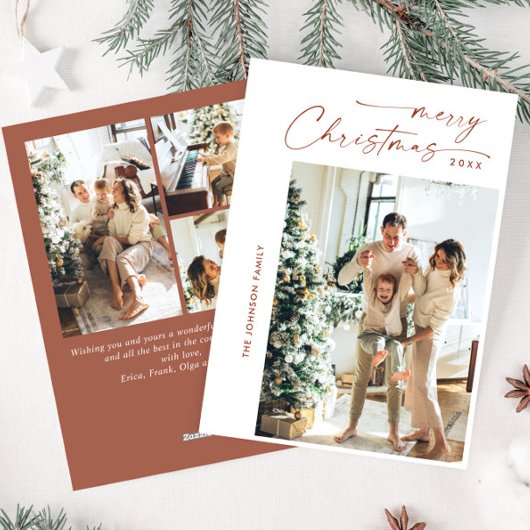 単に4エレガント写真のスタイリッシュクリスマスグリーティング シーズンカード