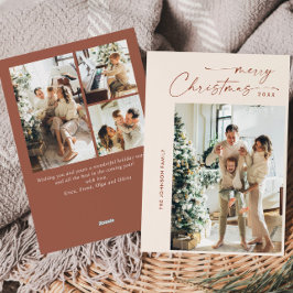 単に4エレガント写真のスタイリッシュクリスマスグリーティング シーズンカード