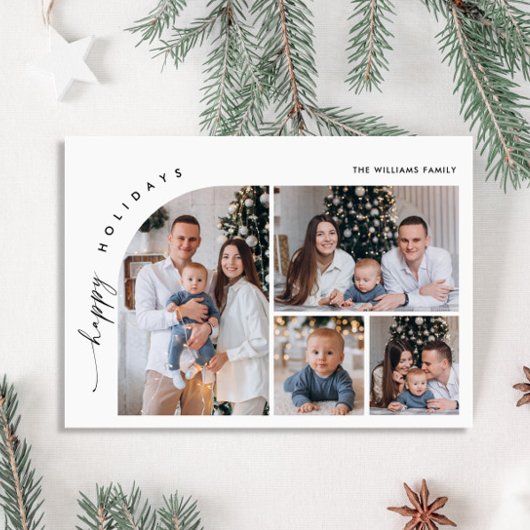 単に4エレガント写真のスタイリッシュクリスマスグリーティング シーズンカード