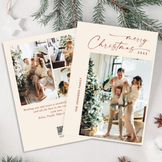 単に4エレガント写真のスタイリッシュクリスマスグリーティング シーズンカード
