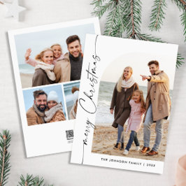 単に4エレガント写真のスタイリッシュクリスマスグリーティング シーズンカード