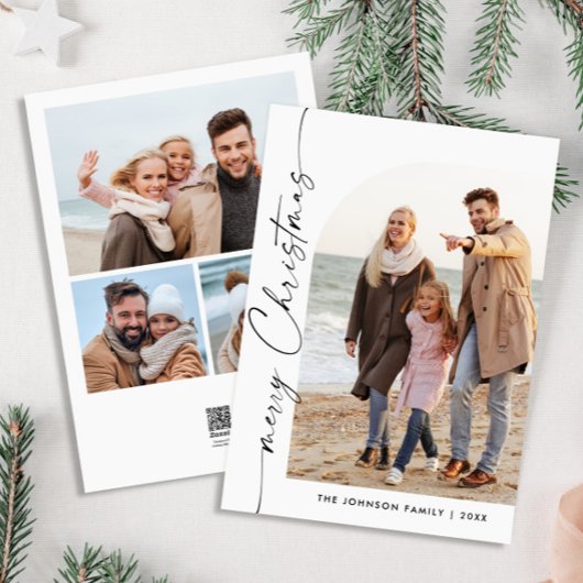 単に4エレガント写真のスタイリッシュクリスマスグリーティング シーズンカード