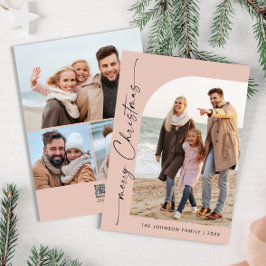 単に4エレガント写真のスタイリッシュクリスマスグリーティング シーズンカード