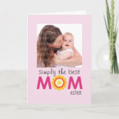 単にMOM最高のは常にピンクの薄紫母の日 カード (正面)