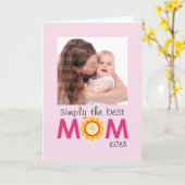 単にMOM最高のは常にピンクの薄紫母の日 カード (黄色い花)