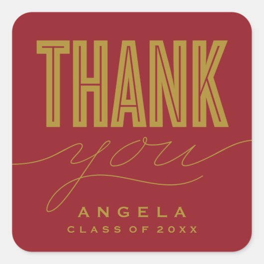 単はっきりしたにモダン感謝GRAD FAVORステッカー スクエアシール (正面)
