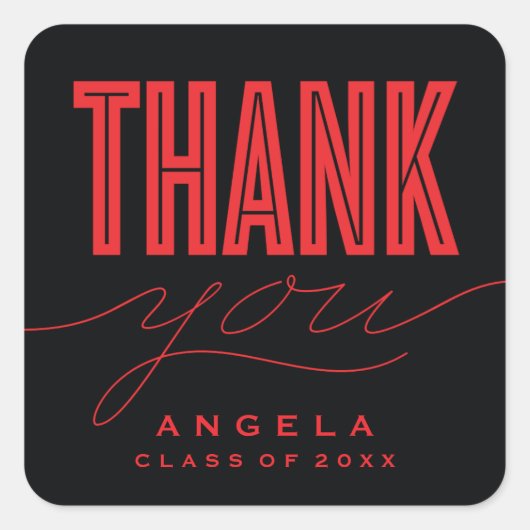 単はっきりしたにモダン感謝GRAD FAVORステッカー スクエアシール (正面)