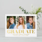 単はっきりしたに3写真卒業パーティー 箔招待状 (立ち正面)