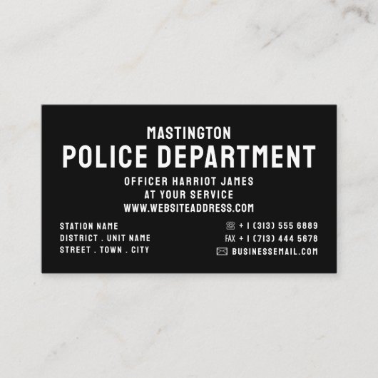 単はっきりしたに、警察官、法執行機関 名刺 (正面)