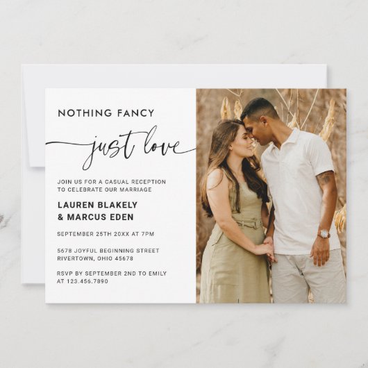 単エレガントにファンシー写真の駆け落ち 招待状 (正面)