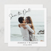 単エレガントに写真シンプルのモダン結婚 セーブザデート (正面/裏面)