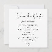 単エレガントに写真シンプルのモダン結婚 セーブザデート (裏面)