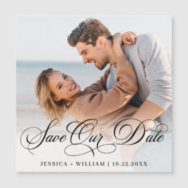単エレガントに写真結婚の日付を保存 マグネット招待状
