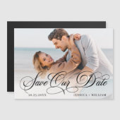 単エレガントに写真結婚の日付を保存 マグネット招待状 (正面/裏面)