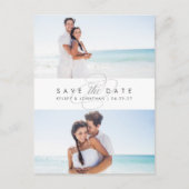 単エレガントに2枚の写真の日付を保存 案内ポストカード (正面)