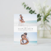 単エレガントに2枚の写真の日付を保存 案内ポストカード (スタンド正面)