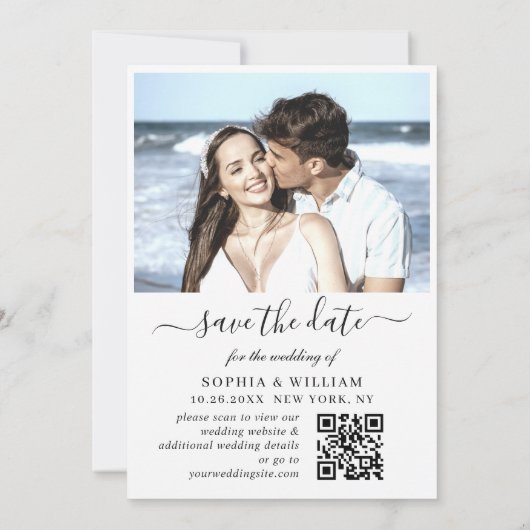 単エレガントに2枚の写結婚真のハートシンプル セーブザデート (裏面)