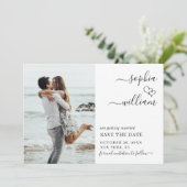 単エレガントに2枚の写結婚真のハートシンプル セーブザデート (スタンド正面)