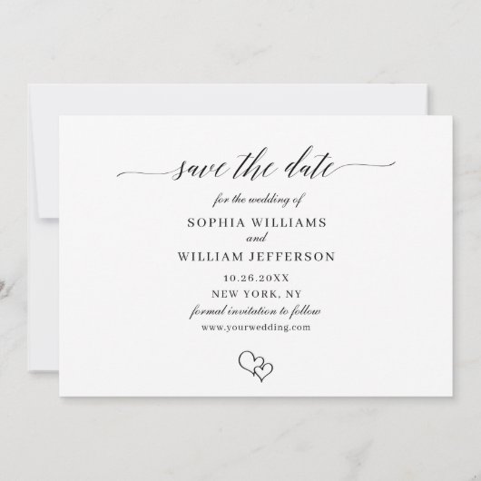 単エレガントに3枚の写結婚真のモダンシンプル セーブザデート (裏面)