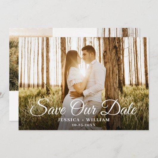 単エレガントに4枚の写結婚真 セーブザデート (正面/裏面)