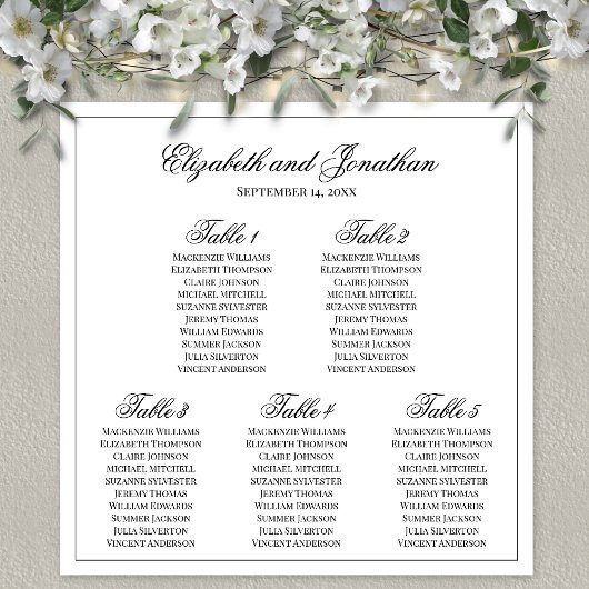 単エレガントに5台の結婚座席表 ポスター